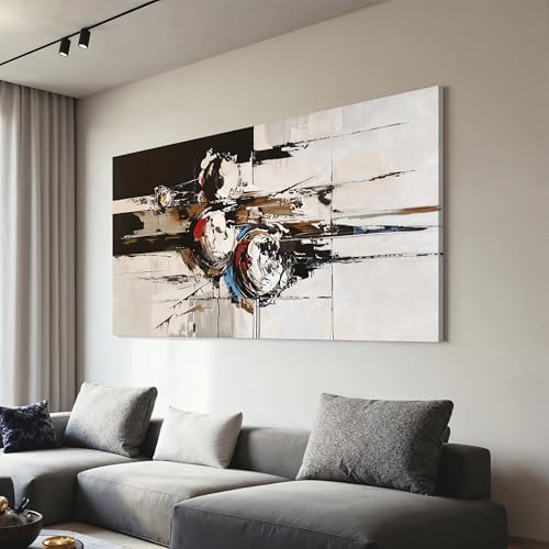 YISXINOAG Black White Abstract Wall Art Modern Industrial Painting 24"X48" by YISXINOAG