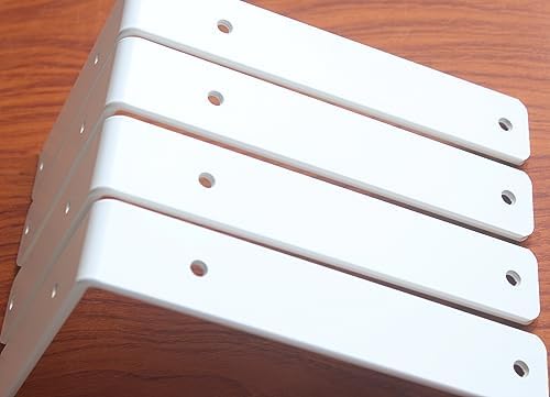 16 Pack - L 8" x H 6" x W1.5, 5mm Thick White L Shelf Bracket, Iron Shelf - Image 3