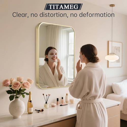 Gold Bathroom Mirror for Over Sink, Modern Decorative Vanity Mirror for Living - Image 2
