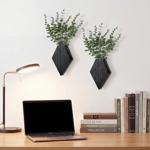 Chunful 2 Pcs Wooden Wall Planter Decor, 7.1 x 4.7 x 1.2 Inches - Image 5