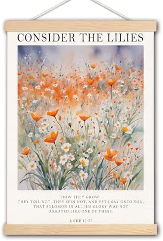 DNEULYR Consider the Lilies Inspirational Christian Poster Hanger Frame by Unknown