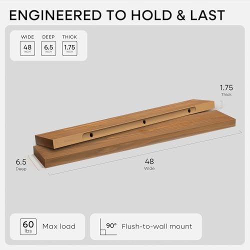 Homeforia 48 Inch Floating Shelves, High-End Solid Pine Wood - Image 2