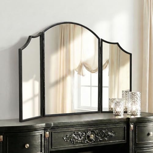 Besdomus Black Scalloped Vanity Mirror: 36"x24" Three Sided Dresser Miror by Besdomus