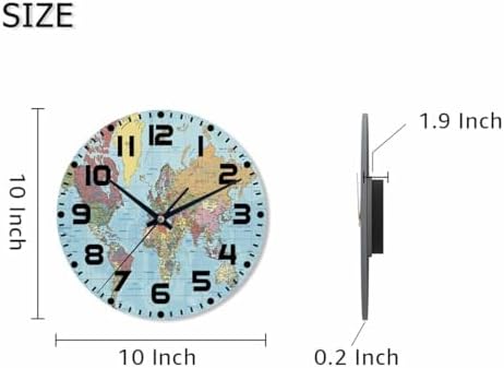 World Map Wall Clock Battery Operated Ocean Mainland Countries Partial Map Wall - Image 2