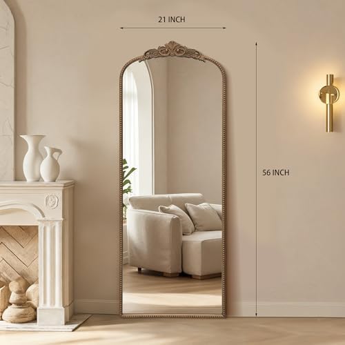 Micasso Gold Full Length Mirror: 21''x56'' Baroque Antique Floor Mirror - Image 4