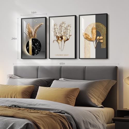 Framed Black and White Modern Luxury Wall Art, 3 Pieces 16x24 In - Image 2