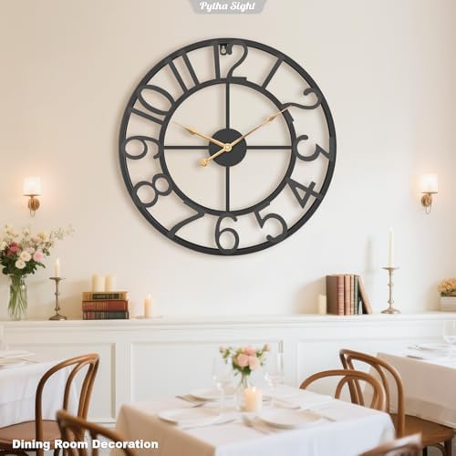 Pytha Sight 18 Inch Black Arabic Numerals Large Wall Clocks - Image 6