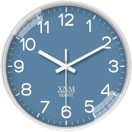 XNM Modern Blue Wall Clocks Battery Operated 10 Inch by XNMwallclock
