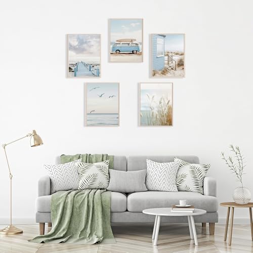 Set Of 5 Beach Wall Art Summer Poster Ocean Themed Poster 8x10Inch Unframed - Image 4