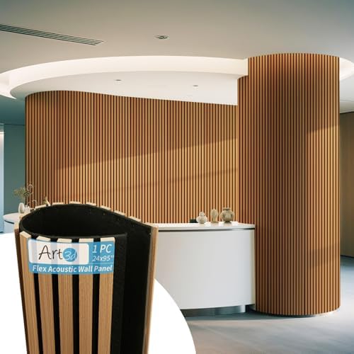 Art3d Roll-Flat Acoustic Wood Slat Wall Panel, 95.3 x 23.8 in by Art3d