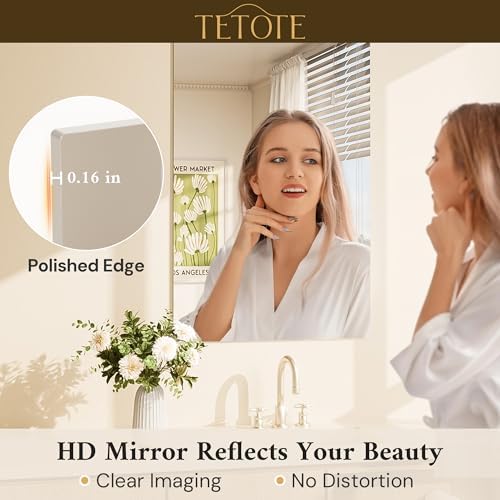 TETOTE 60" x 30" Frameless Vanity Mirrors, Rectangle Bathroom Mirror - Image 3