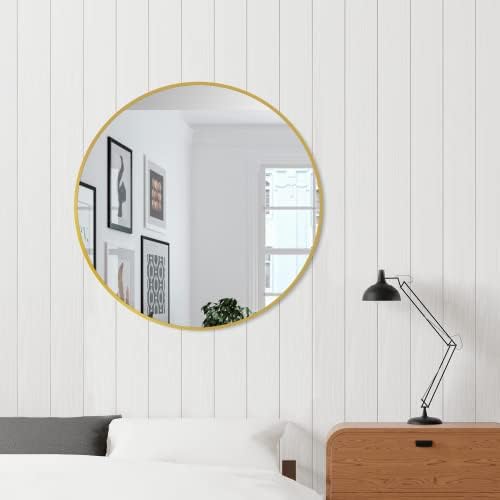 Delma 26 Inch Gold Round Circle Mirror - Image 3