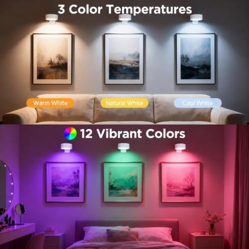 4-Pack Picture Lights for Wall, Rechargeable Wireless Poster Lights - Image 2
