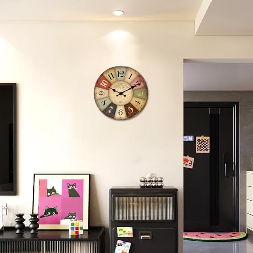 Farmhouse Wood Silent Wall Clocks Battery Operated 16 Inch - Image 4