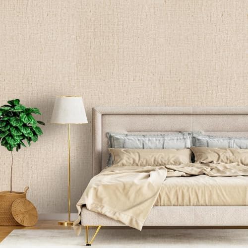 Beige Grasscloth Peel and Stick Wallpaper Textured 15.7in x 787.4in - Image 2