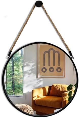 POZINO 15" Small Round Hanging Mirror, Circle Wall Mirror by POZINOmirrorforyourownhomelivingspace