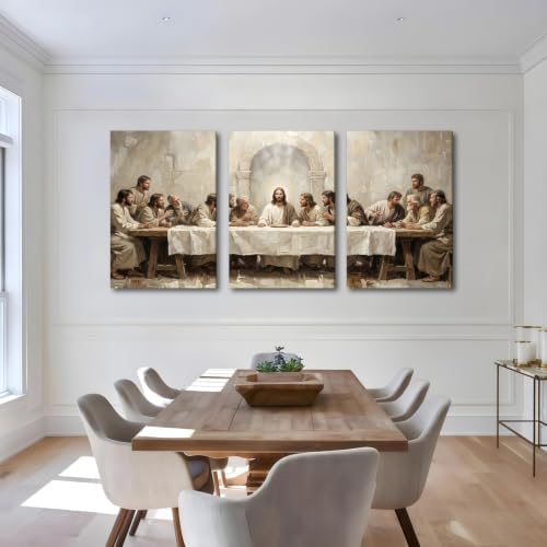 SIXWOOD Jesus The Last Supper Large Canvas Wall Art 3 Piece - Image 2