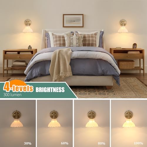 Shenmoyl Battery Operated Wall Sconce, Vintage Rechargeable Wall Lights - Image 3