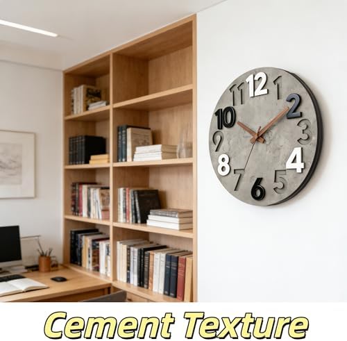 Nbdeal 12-inch Silent Wall Clock, Concrete Gray - Image 5