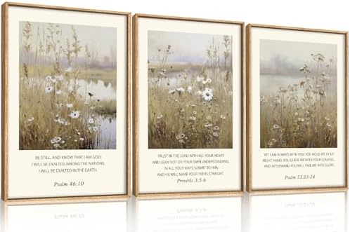 Celestdeco Vintage Christian Bible Verses Framed Canvas Wall Art-16"x24"x3 by Celestdeco