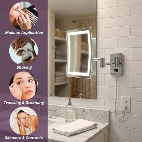 JERDON Lighted Wall-Mount Makeup Mirror - Image 7