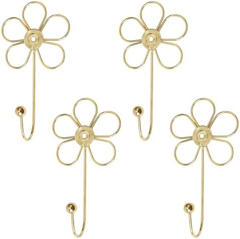 MOROBOR 4pcs Golden Flower Single Hooks Creative Wall Mounted Hooks by MOROBOR