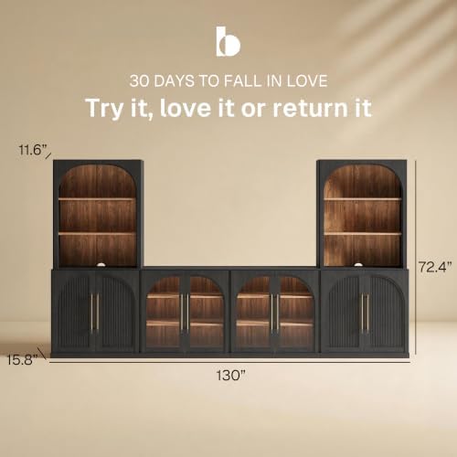 BELLEZE Jagger 130" Wall Unit 6-Piece Modular TV Stand - Image 2