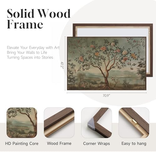 Oversized Framed Vintage Chinoiserie Landscape Living Room Wall Art - Image 5