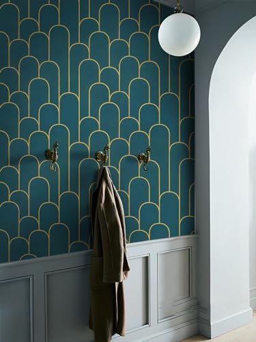 Yasinet Peel and Stick Wallpaper Green and Gold Wallpaper Modern Dark Green - Image 6