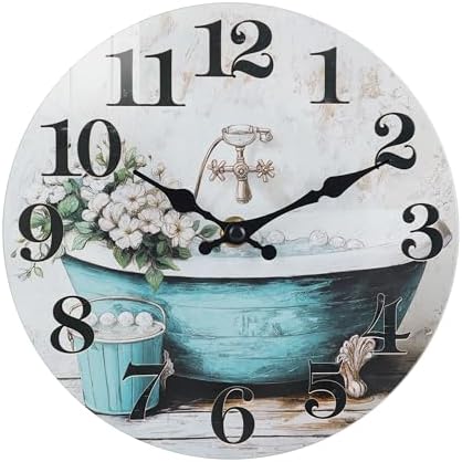 10 Inch Bathroom Wall Clock Rustic Waterproof Glass Wall Clock by HorizentWallClock