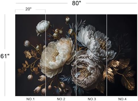 Exquisite Dark White Peony & Gold Floral Wallpaper - Image 5