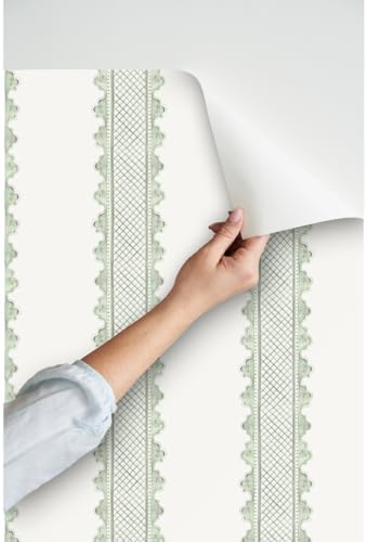 Spoonflower Sage Green Preppy Peel and Stick Wallpaper - Image 3