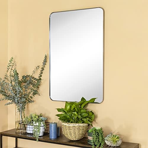 GRACTO 20x30 inch Brushed Nickel Stainless Steel Metal Framed Bathroom Mirror - Image 2