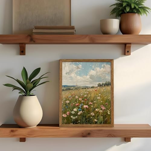 AVECCO Vintage Rustic Wildflower Field Wall Art Canvas Framed 8x10 inch - Image 5