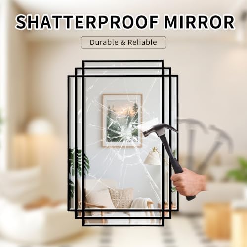 36"x24" Geometric Decorative Beveled Mirror - Image 5