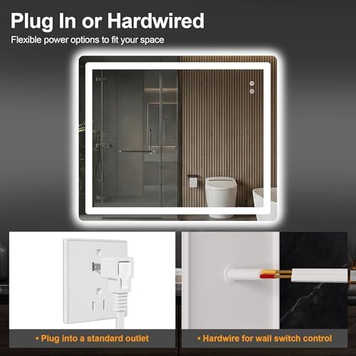 LED Bathroom Mirror with Lights, 30 x 36 Lighted Vanity Wall Mirror - Image 7