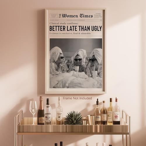 Vintage Black And White Newspaper Wall Art 8x12in Unframed Trendy Better Late - Image 6