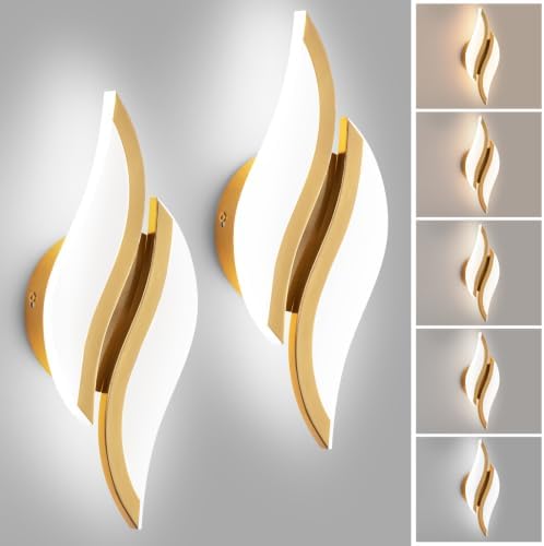 CANEOE Modern LED Wall Sconce Set of 2, 5CCT Dimmable Wall Light by CANEOE