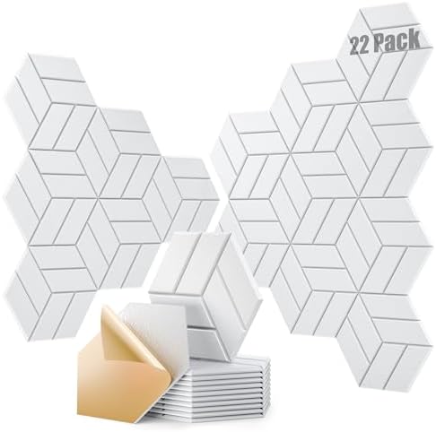 22Pcs Acoustic Panels with Self-adhesive, Hexagonal Soundproof Wall Panels High by OTUOER