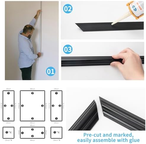 Art3d Pre-Cut Wall Molding Set of 6 pcs, 3 Top 3 Bottom - Image 6