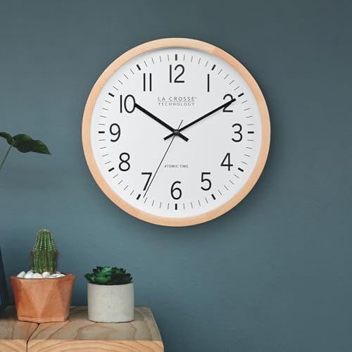La Crosse Technology 404-53707-INT 12.8-Inch Beech Wood Atomic Analog Wall Clock - Image 7