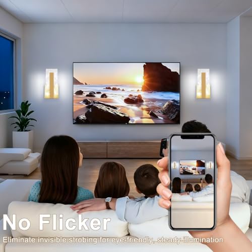 Modern LED Wall Sconces Set of 2, Hardwired Acrylic Wall Light Lighting - Image 4