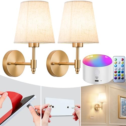 YHCDLAMP Peel and Stick Wall Sconces, No Drilling Stick On Wall Sconce by YHCDLAMP