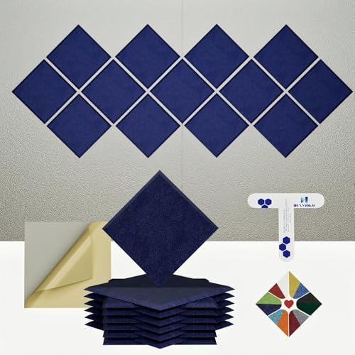 12 Pack Self-Adhesive Acoustic Panels, 2nd Generation Sound Absorbing Panel by DEXMOKO
