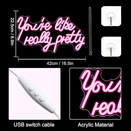 Lucunstar You're Like Really Pretty Neon Sign Led Sign Pink Led Neon Light - Image 6
