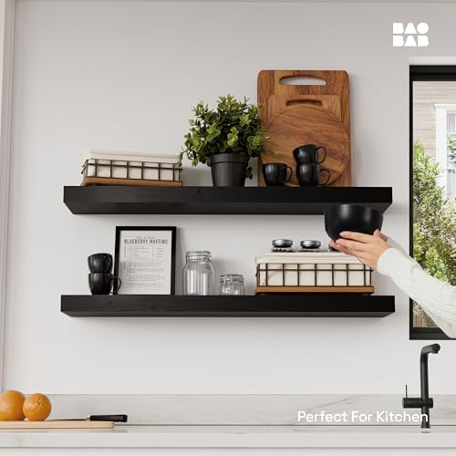 Solid Wood Floating Shelves for Wall 30 Inches Long - Image 2