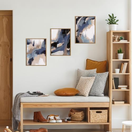 BINCUE Blue Neutral Wall Art Modern Abstract Artwork - Image 4