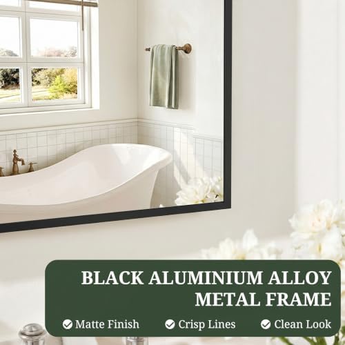 Bathroom Mirror for Wall, 40x30 Inch HD Tempered Glass Vanity Mirror - Image 5