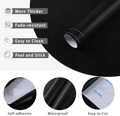 Yasinet Peel and Stick Wallpaper Black Wallpaper Black Contact Paper Modern - Image 2