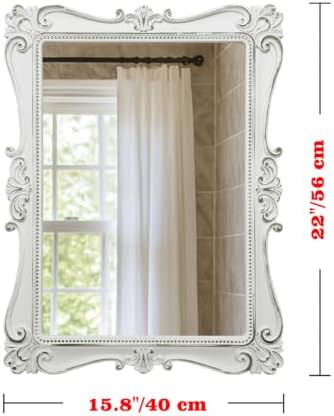 Antique White Wall Mirror, Vintage European Ornate Carved Frame - Image 2